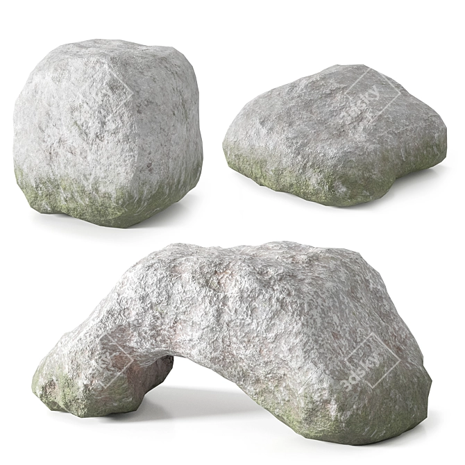 Low Poly Stone Set 02: PBR Materials 3D model image 1