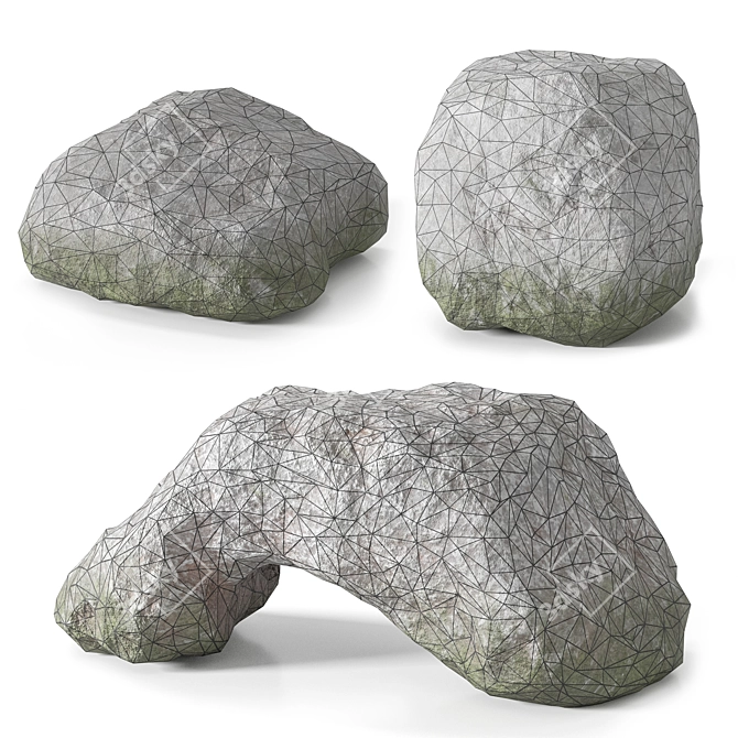 Low Poly Stone Set 02: PBR Materials 3D model image 4