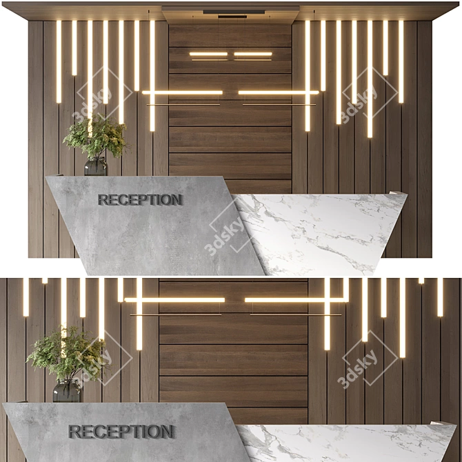 Modern Reception Desk Design Kit 3D model image 1