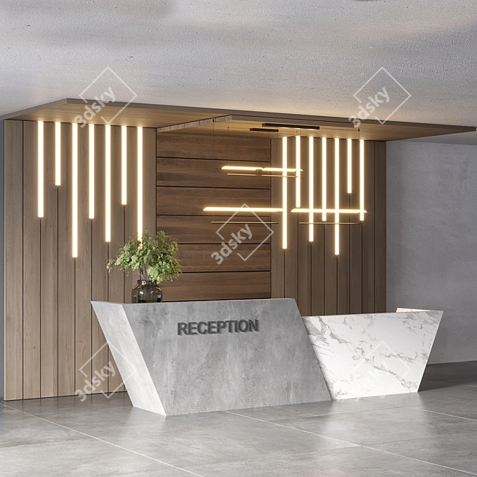 Modern Reception Desk Design Kit 3D model image 2