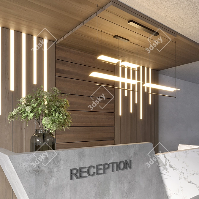 Modern Reception Desk Design Kit 3D model image 3