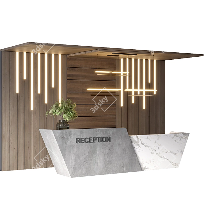 Modern Reception Desk Design Kit 3D model image 4