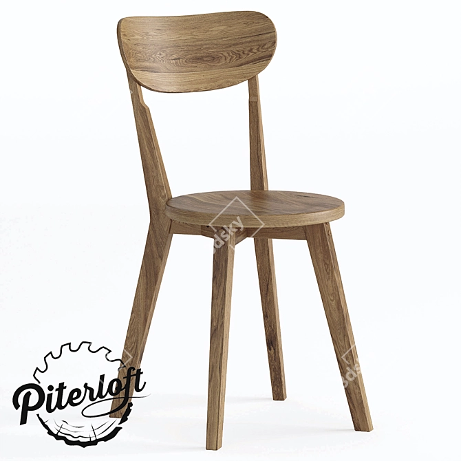 York Oak Wood Chair 3D model image 1