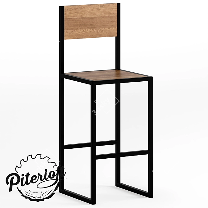 Industrial Loft Bar Stool Box 3D model image 1