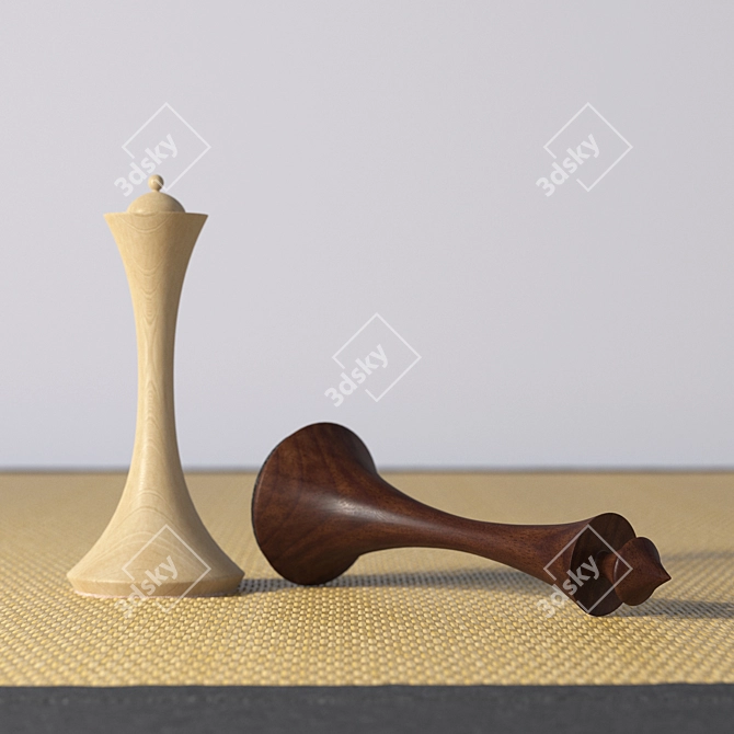 Handmade Chess Board, Wood Textures 3D model image 4