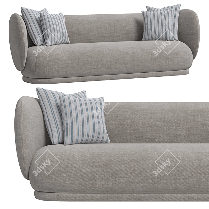 Modern White Curly Square Sofa 3D model image 3