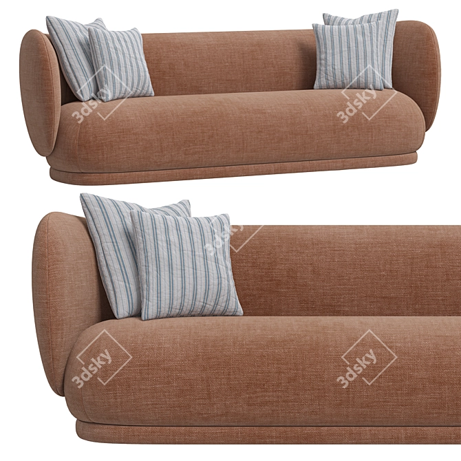 Modern White Curly Square Sofa 3D model image 6