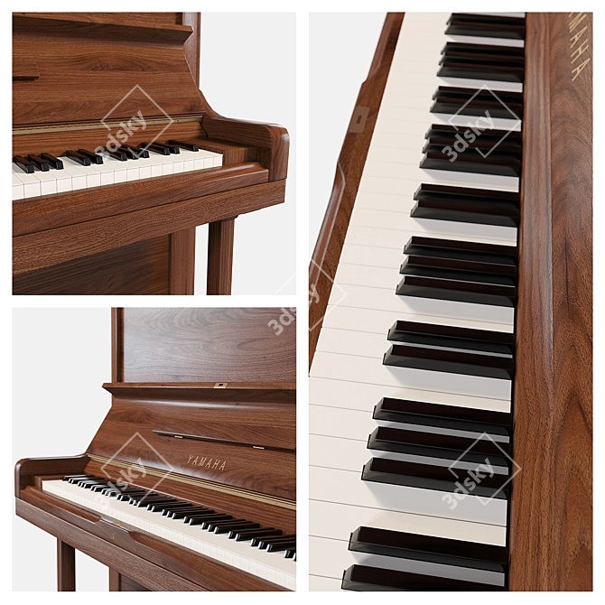 Yamaha U3 Vertical Piano 3D model image 3