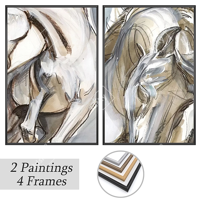 Wall Art Set with Frame Options 3D model image 1