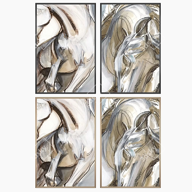 Wall Art Set with Frame Options 3D model image 2