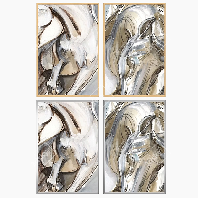 Wall Art Set with Frame Options 3D model image 3