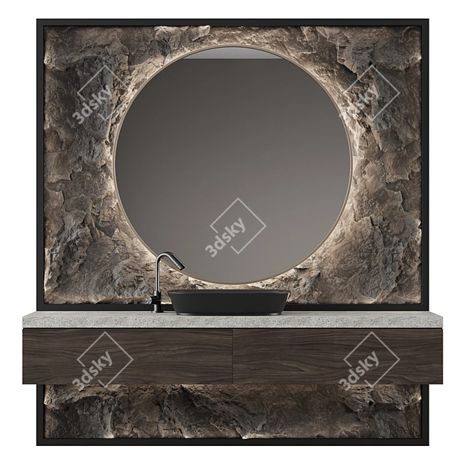 Modern Stone Bathroom Vanity Set 3D model image 1