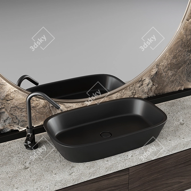 Modern Stone Bathroom Vanity Set 3D model image 2