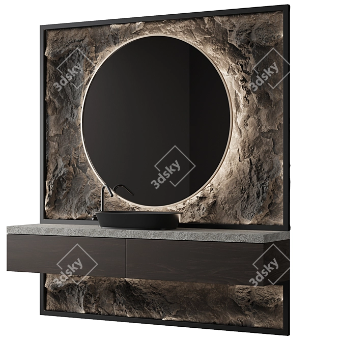 Modern Stone Bathroom Vanity Set 3D model image 3