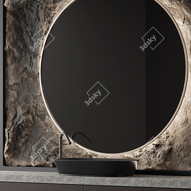 Modern Stone Bathroom Vanity Set 3D model image 4