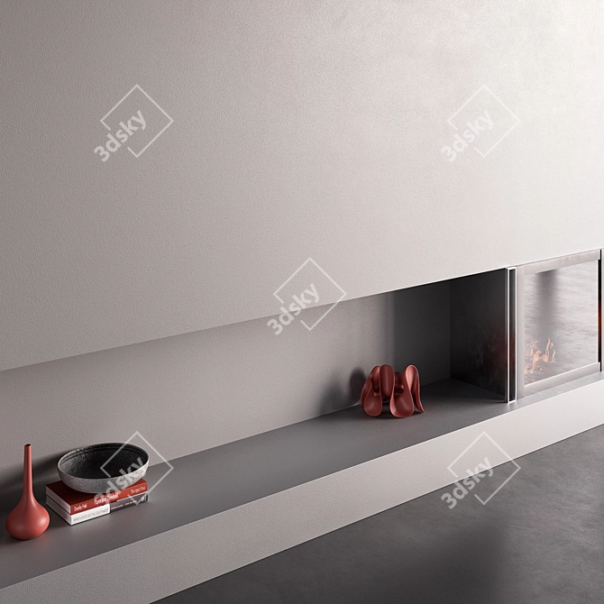 Decorative Wall with Fireplace 3D model image 5