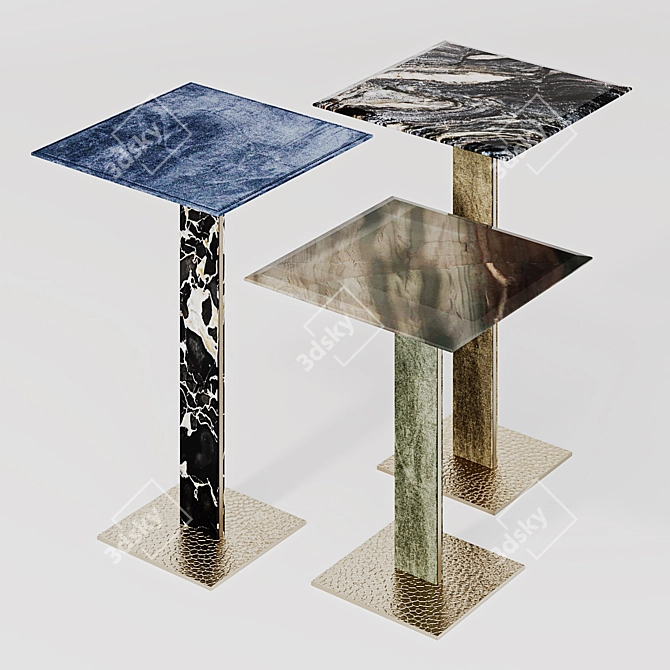 Yaki Marble Metal Side Tables 3D model image 2