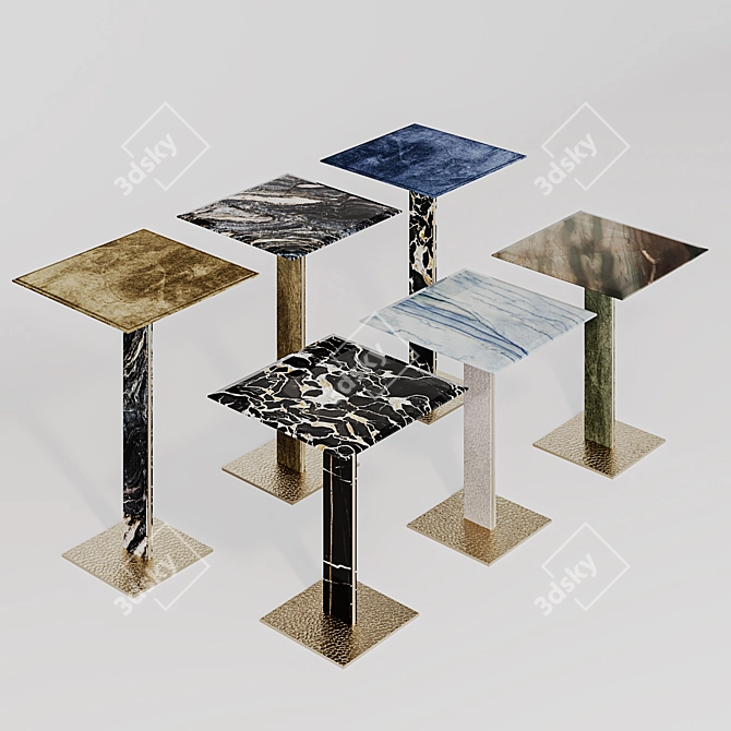 Yaki Marble Metal Side Tables 3D model image 3