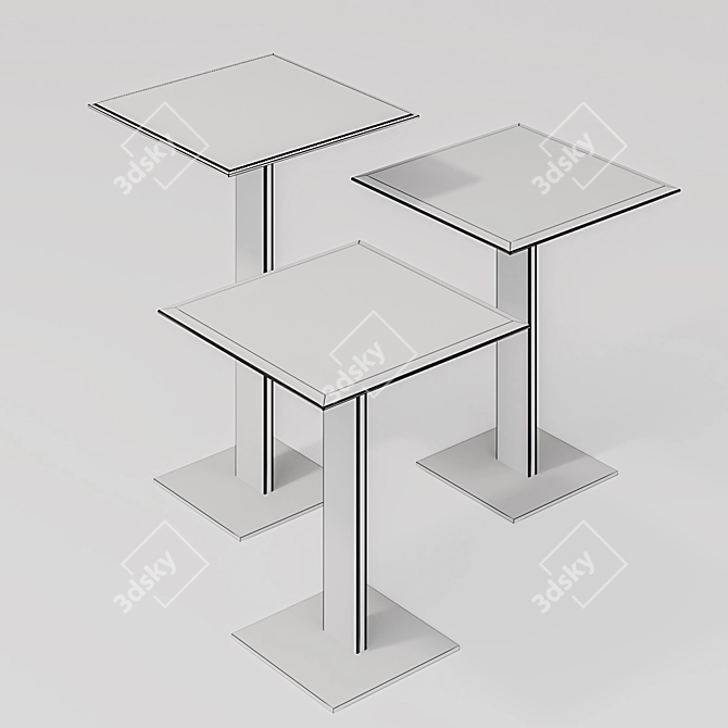 Yaki Marble Metal Side Tables 3D model image 4