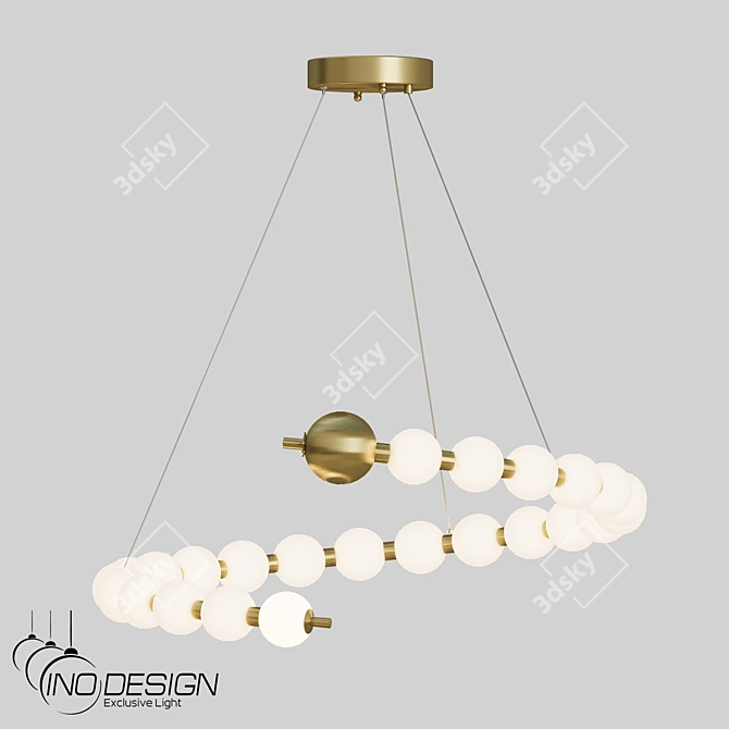 Modern Brass Glass Pendant Light 3D model image 1