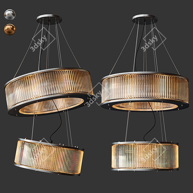 Elegant Silver & Gold Chandelier 3D model image 1