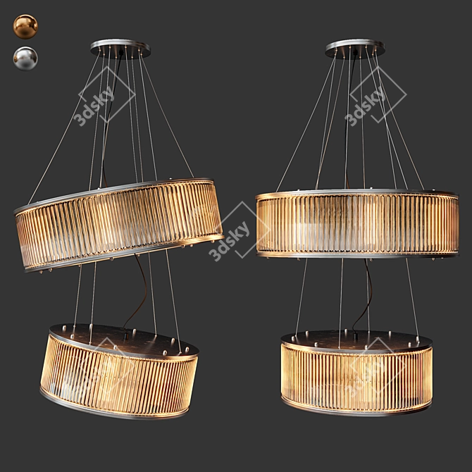 Elegant Silver & Gold Chandelier 3D model image 3