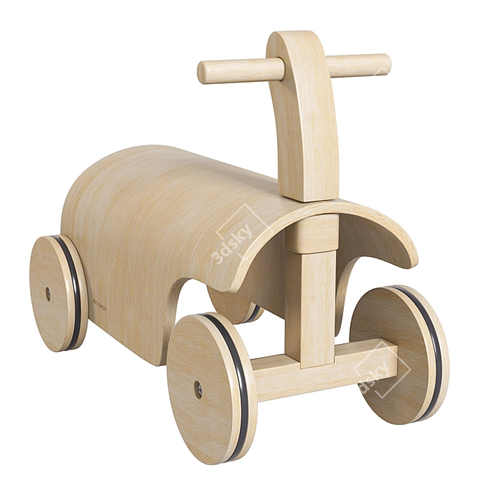 Aiden Ride-on Car Natural Wood 3D model image 2