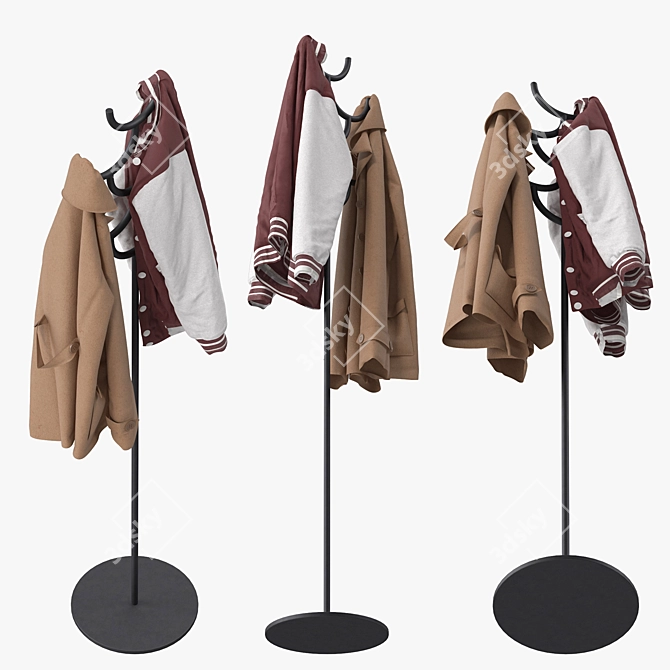 Modern Metal Coat Rack Stand 3D model image 4