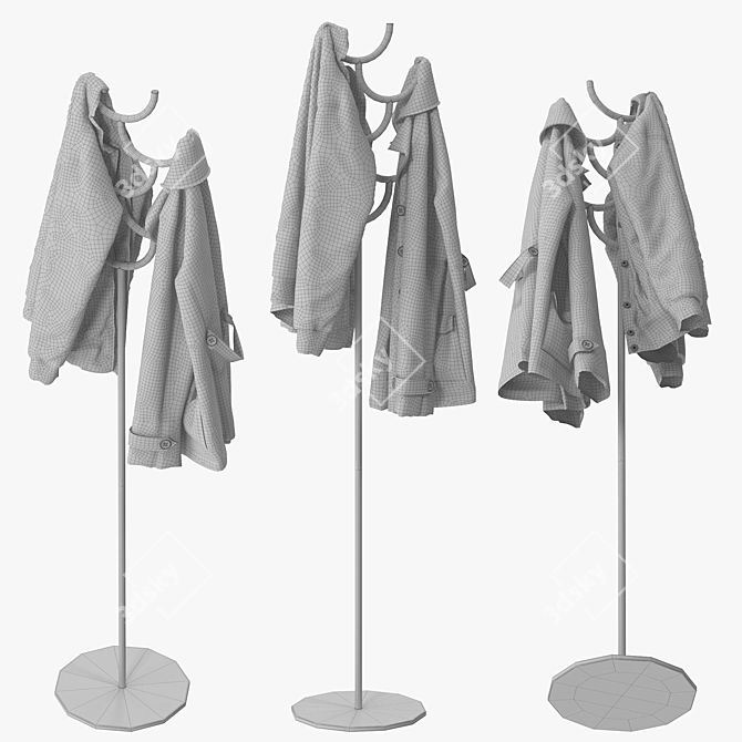 Modern Metal Coat Rack Stand 3D model image 5