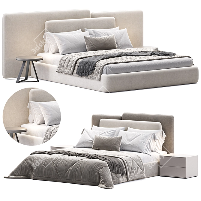 Stylish Daily Bed By Efdeco 3D model image 3