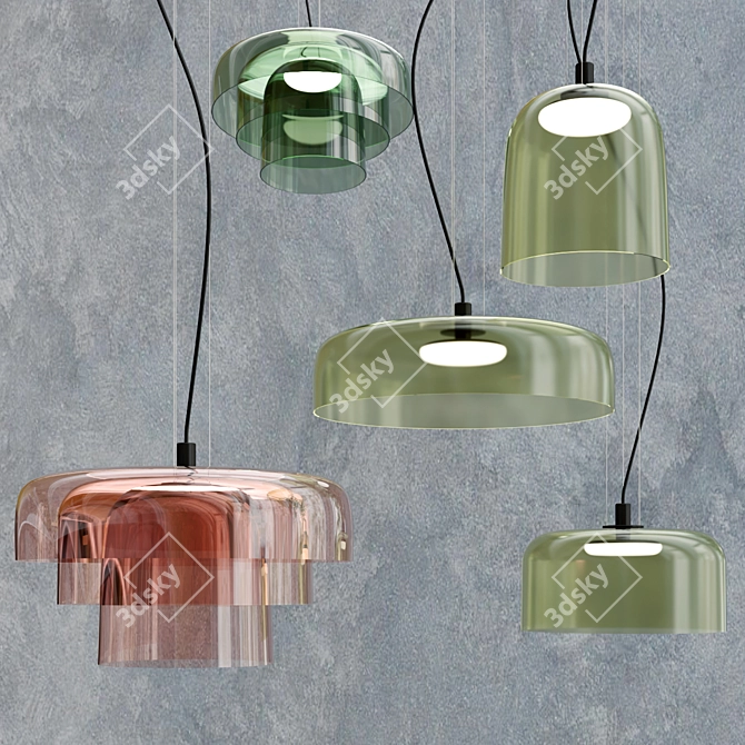 LED Glass Pendant Lamp Levels 3D model image 2