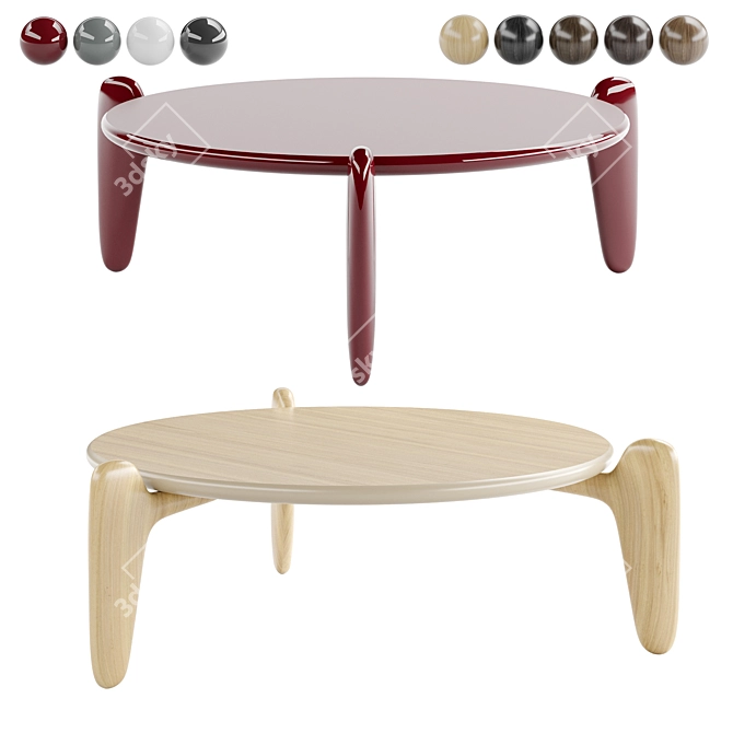 Premium Glossy Lacquer Cocktail Table 3D model image 1