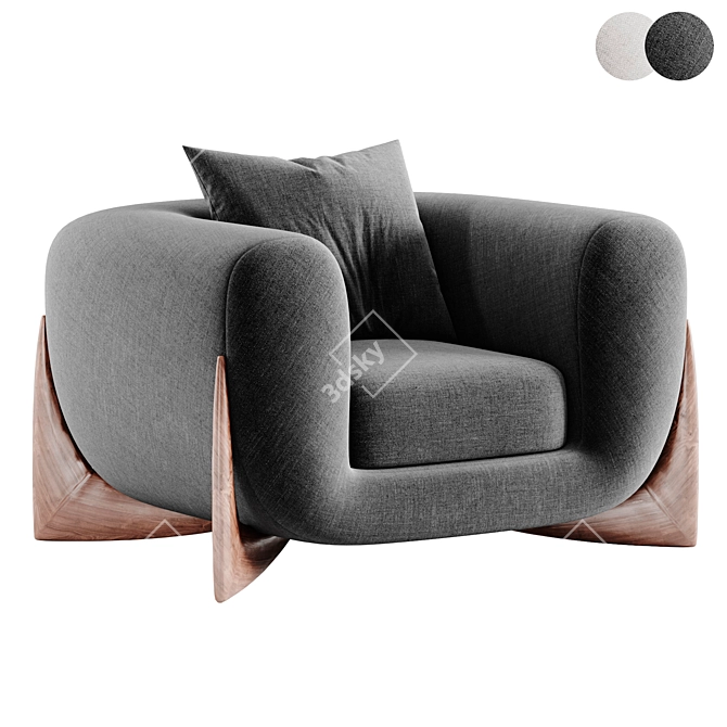 Elegant Softbay Armchair, Porada 3D model image 3