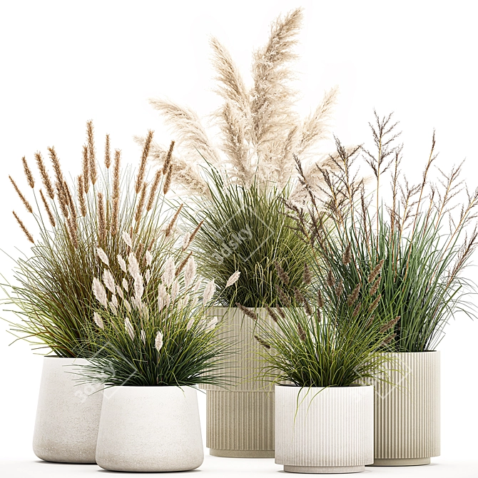 Decorative Grass and Bush Set 3D model image 1