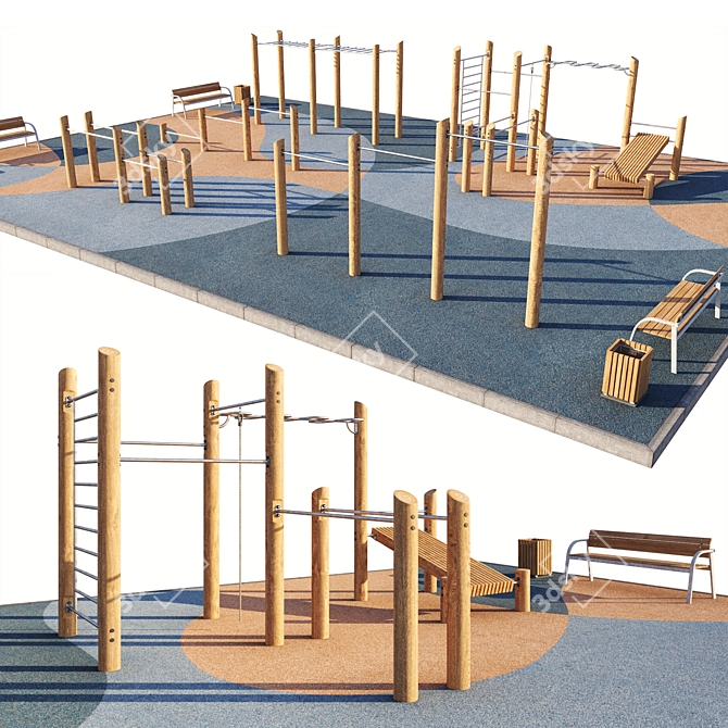 Eco Style Outdoor Gym Playground 3D model image 1