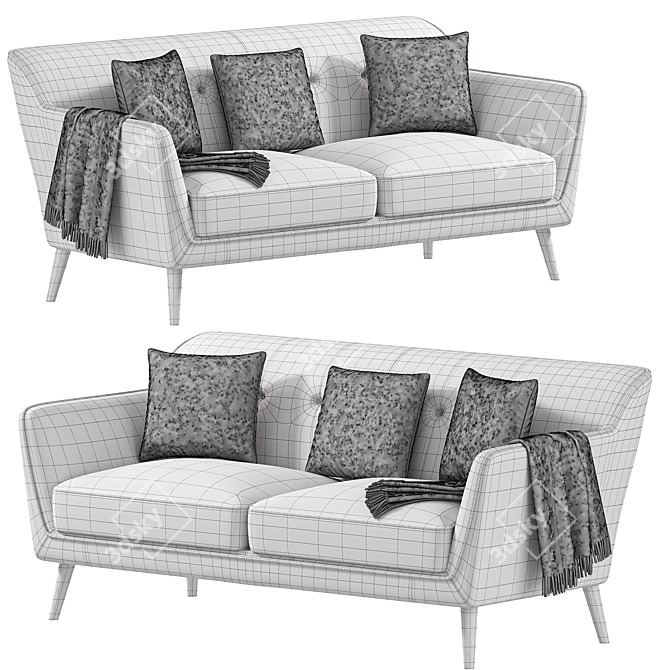 Modern Mustard 3-Seater Sofa 3D model image 4