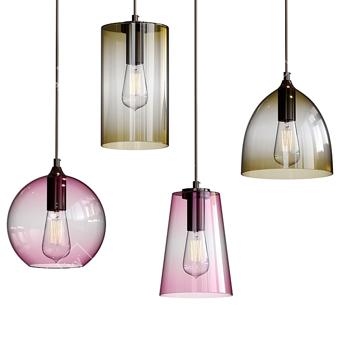 Modern Glass Gradient Pendant Light 3D model image 1