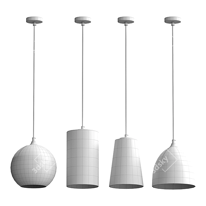 Modern Glass Gradient Pendant Light 3D model image 3