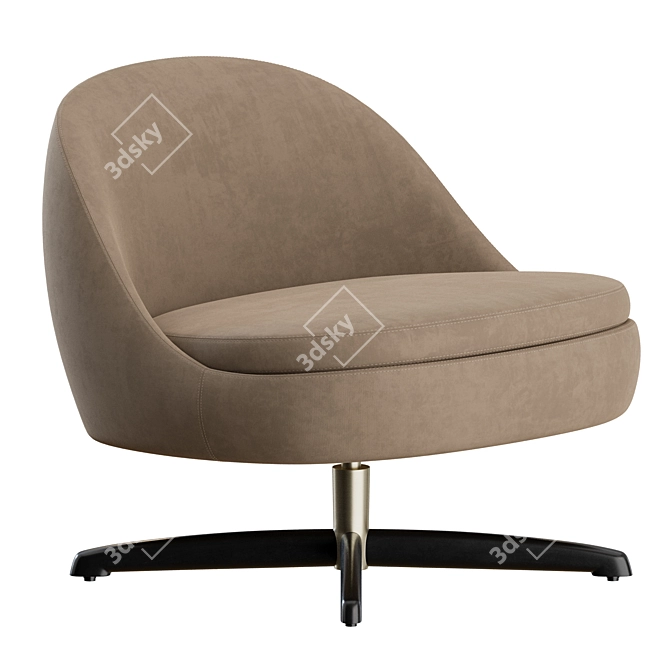 Modern Sendai Armchair: Metal Legs 3D model image 1