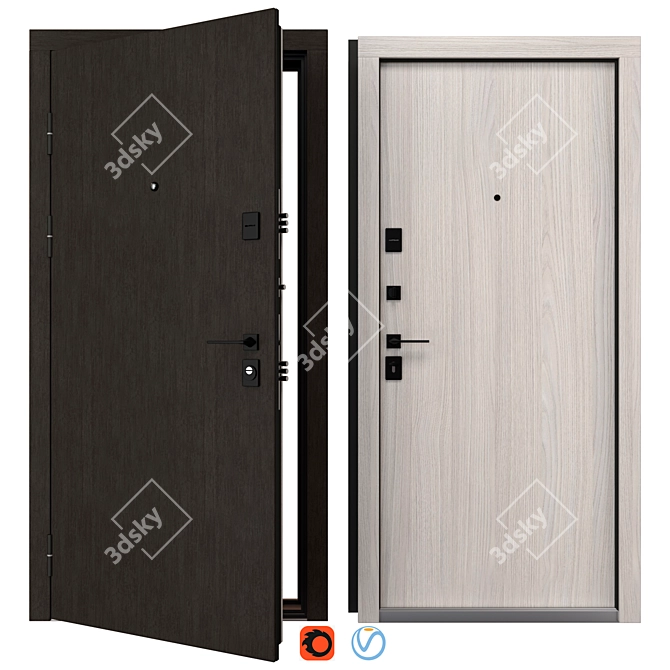 Rodos F-100 Metal Entry Door 3D model image 1