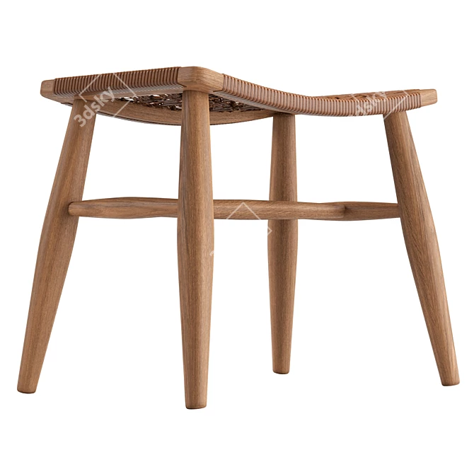 Stylish Chester Stool with Texture 3D model image 4