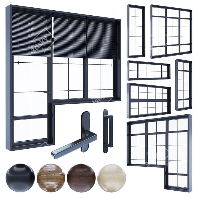 Modern Window with Blinds 3D model image 3