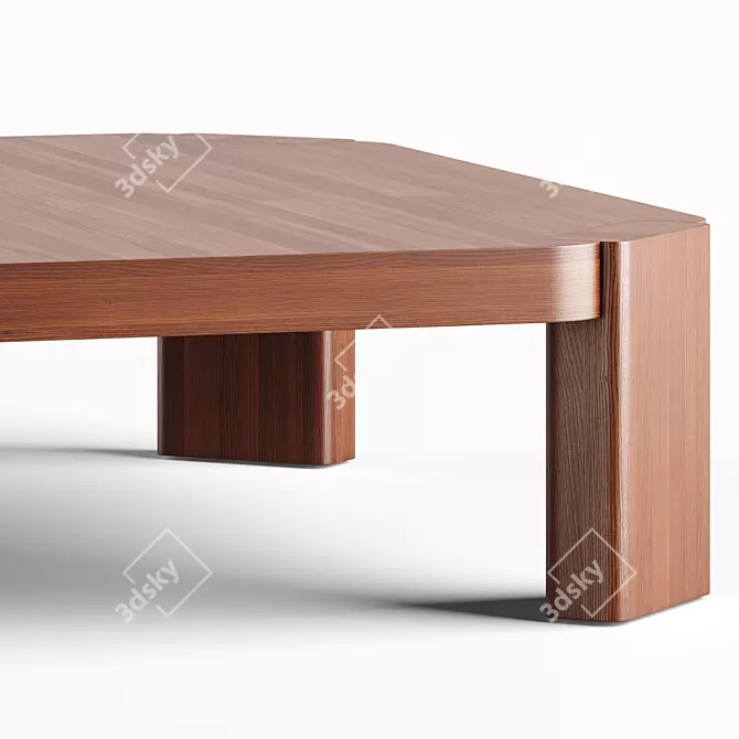 Modern Solid Wood Coffee Table 3D model image 4