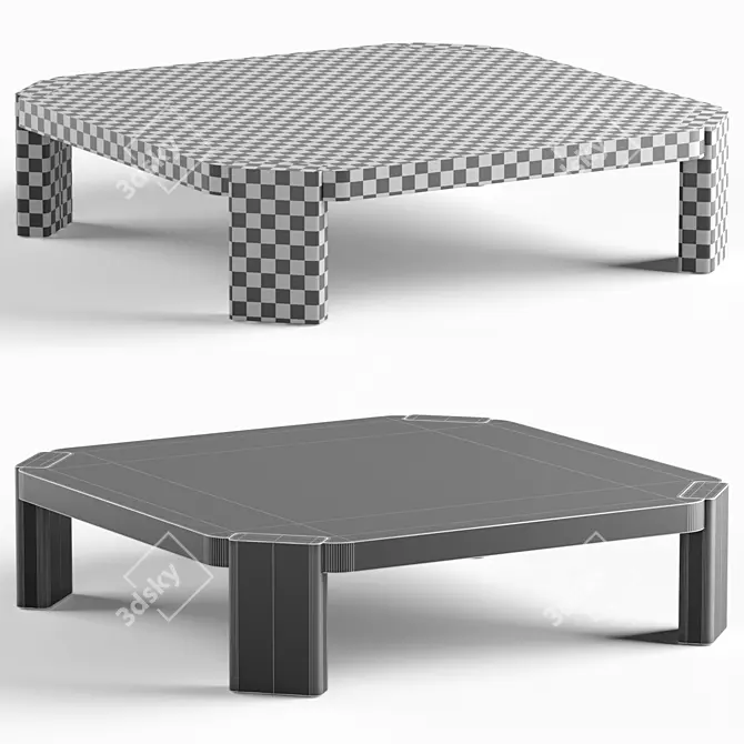 Modern Solid Wood Coffee Table 3D model image 5