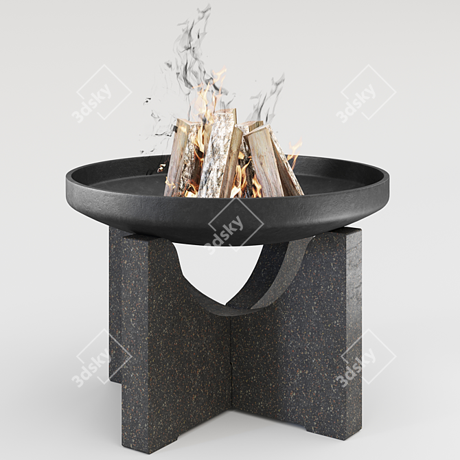 Premium Cast Iron Fire Pit 3D model image 2