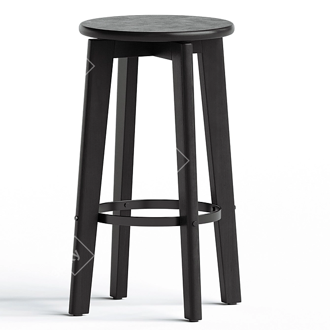 Swivel Wood Norden Stools 3D model image 1