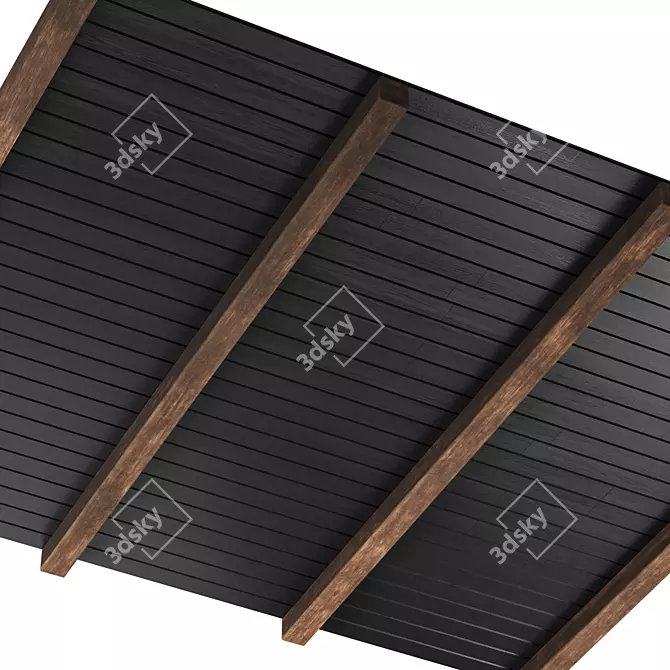 Straight Unwrap Wooden Ceiling, Деревянный потолок 3D model image 3