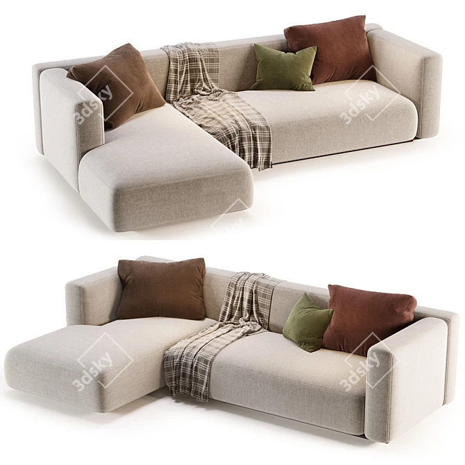 Luxury Flexform Grandemare Sofa Chaise 3D model image 3