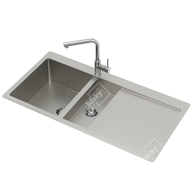 Aquasanita Luna Kitchen Sink Design 3D model image 1