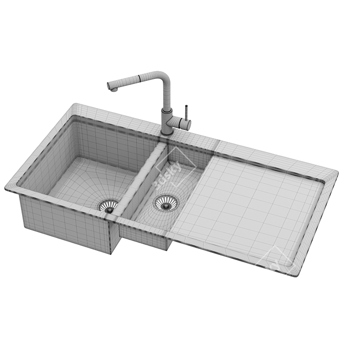 Aquasanita Luna Kitchen Sink Design 3D model image 7